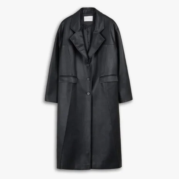 NWT | Dept. Anonym Faux Leather Coat with Pinched Pleats - Picture 6 of 9